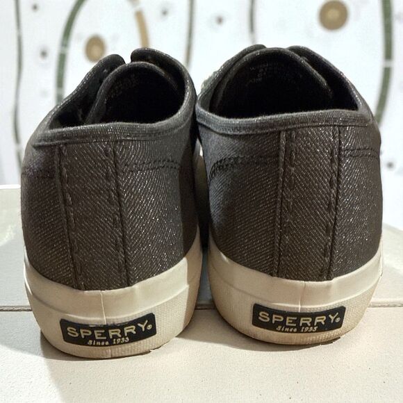 Sperry Top-Sider Shoes Women’s 9.5 Gray Canvas Slip On Sneakers Comfort Casual - Picture 8 of 9